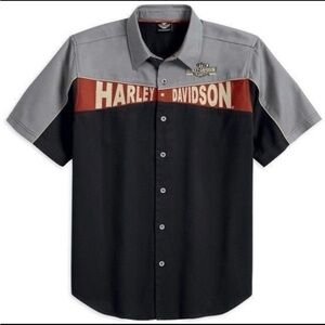 Harley-Davidson Men's Black and Gray Shirt